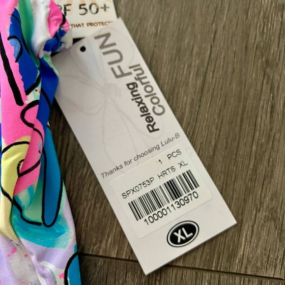 Lulu B UPF 50+ Sleeveless Ruffle Neck Cooling Tank Top Hearts Print XL NWT - Picture 9 of 12